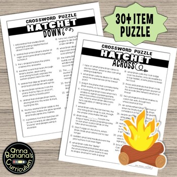 HATCHET Crossword Puzzle FREE by Anna Banana s Curriculum TpT