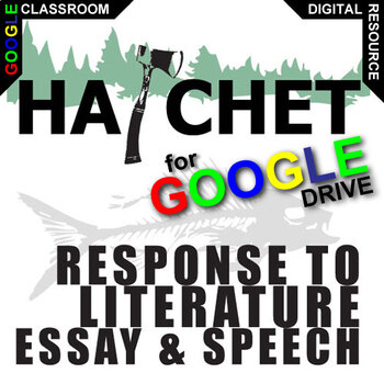Preview of HATCHET Essay Questions, Speech Writing Prompts Digital Thesis Summative Paulsen