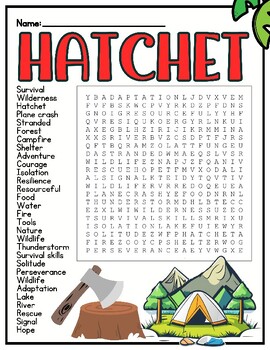 Preview of HATCHET NOVEL STUDY | Word Search Puzzle Worksheet Activity