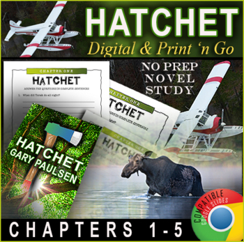 Preview of HATCHET Novel Study SALE Distance Learning GOOGLE Compatible  Chapters 1 to 5