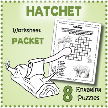 Preview of HATCHET Novel Study Worksheet Activity Packet - Word Search, Crossword & More!