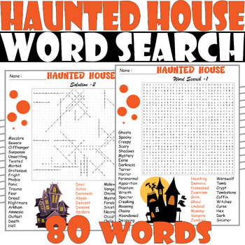 HAUNTED HOUSE Word Search Puzzle HAUNTED HOUSE Word Search Activities