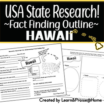 Preview of HAWAII State Research Report: Brainstorm & Fact Page Outline | SOCIAL STUDIES