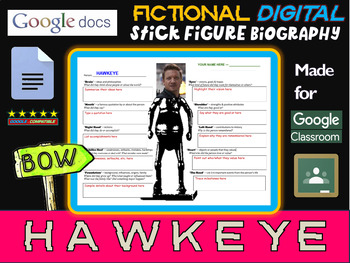 Preview of HAWKEYE - Fictional Digital Stick Figure Research Activity (GOOGLE DOCS)