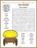 HAYRIDE Word Search Puzzle Worksheet Activity