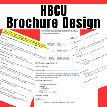 Preview of HBCU Brochure Design Activity