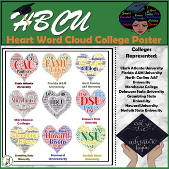 Preview of HBCU College Heart Word Cloud Posters - 3 Posters/Classroom Decor