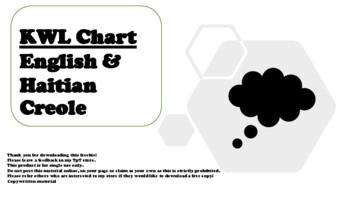 Preview of KWL Chart Haitian Creole and English