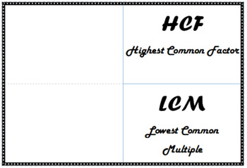 Preview of HCF LCM Foldable