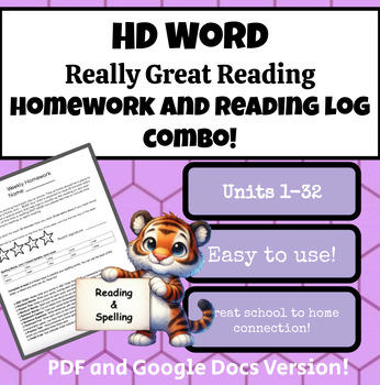 Preview of HD Word Grade 2 Spelling Homework and Reading Log
