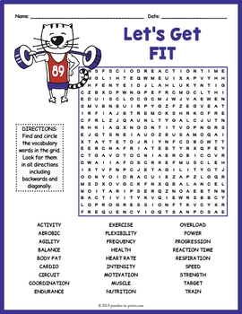 Preview of HEALTH & PHYSICAL FITNESS Word Search Puzzle Worksheet Activity