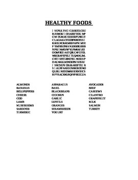 Preview of HEALTHY FOODS WORD SEARCH