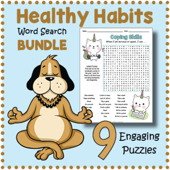 Preview of HEALTHY HABITS BUNDLE - 9 Word Search Puzzle Worksheet Activities