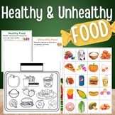 HEALTHY & UNHEALTHY Food activity printable for grade1-2, 
