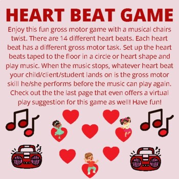 Preview of HEART BEAT Gross Motor Game/Activity: (Valentine's Day/Face to Face & Virtual)