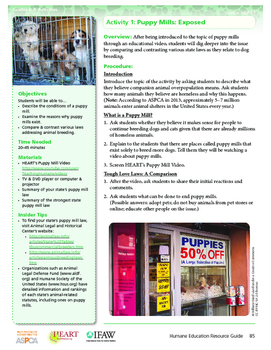 Preview of HEART Humane Education: Puppy Mills: Exposed (Gr. 6-8, Activity 1)