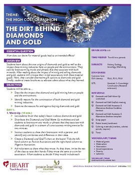 Preview of HEART Humane Education: The Dirt Behind Diamond and Gold (Gr. 6-8)