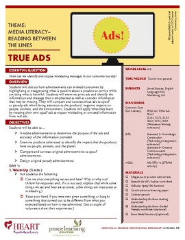 Preview of HEART Humane Education: True Ads (Gr. 6-8)