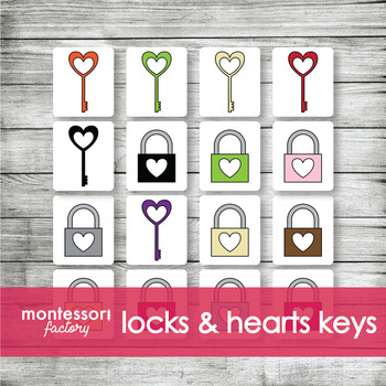 Preview of HEART LOCKS and KEYS • Valentines • Colors • Matching Cards • Sorting Cards