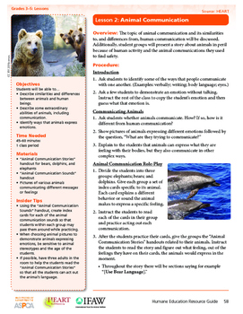 Preview of HEART Humane Education: Animal Communication (Grades 3-5 Lesson 2)