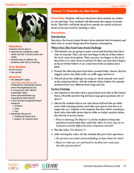 Preview of HEART Humane Education: Friends on the Farm (Grades 3-5 Lesson 5)