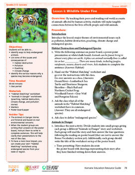 Preview of HEART Humane Education: Wildlife Under Fire (Grades 3-5 Lesson 6)