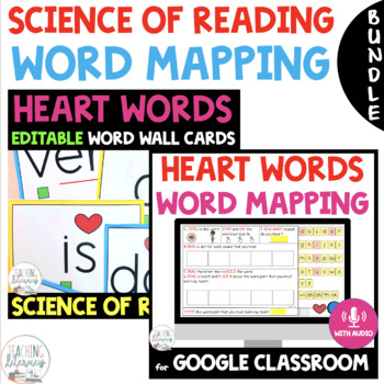 Preview of HEART WORDS | Word Wall | Word Mapping for Google Classroom | Science of Reading