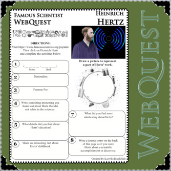 Preview of HEINRICH HERTZ Science WebQuest Scientist Research Project Biography Notes