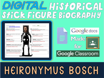 Preview of HEIRONYMUS BOSCH Digital Historical Stick Figure Biography (MINI BIOS)