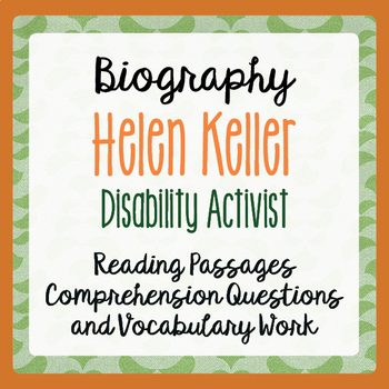 Preview of HELEN KELLER Biography Informational Texts Activities Gr. 4-6 PRINT and EASEL