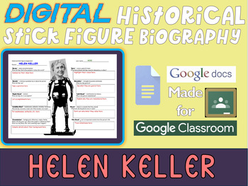 Preview of HELEN KELLER Digital Historical Stick Figure Biography