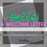 HELLO! | A *Meet the Teacher* Welcome Letter & Simple Syll