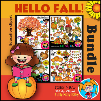 Preview of HELLO FALL! Vibrant Autumn Clipart Bundle. {Lilly Silly Billy}
