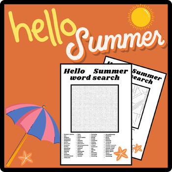 Preview of HELLO SUMMER Word Search Puzzle  Middle School Fun Activity Vocabulary Worksheet