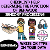 HELP determine if SENSORY is function of behavior fillable PDF CHECKLIST OT