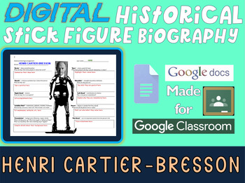 Preview of HENRI CARTIER-BRESSON Digital Historical Stick Figure Biography (MINI BIOS)