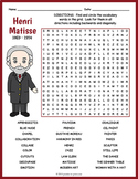 HENRI MATISSE Biography Word Search Puzzle Worksheet Activity