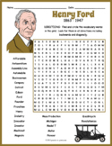 HENRY FORD Biography Word Search Puzzle Worksheet Activity