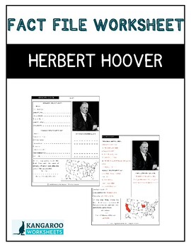 Preview of HERBERT HOOVER - Fact File Worksheet - Research Sheet