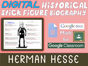 Preview of HERMAN HESSE Digital Historical Stick Figure Biography (mini biographies)