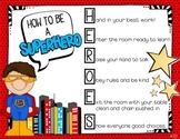 HERO Behavior - Editable Behavior Expectations - Superhero Themed