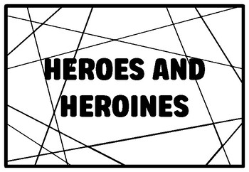 Preview of HEROES AND HEROINES Literary Themes Coloring Pages, 1st Grade Emergency Sub P