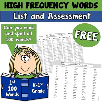 Preview of High Frequency Word List and Assessment 1-100