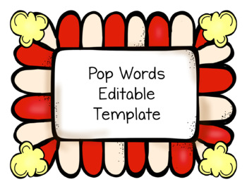 Preview of HFW Pop Words Editable Template