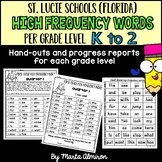 HIGH FREQUENCY Words Lists per Grade Level K - 2 {St. Luci