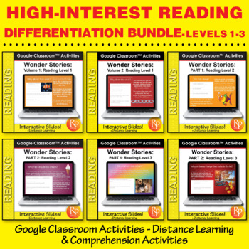 Preview of HIGH INTEREST READING / LOW VOCABULARY Google Classroom Differentiation Bundle