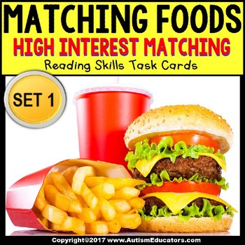 Preview of HIGH INTEREST Reading and Matching FAST FOOD Task Box Filler For Life Skills