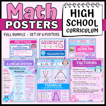 Preview of HIGH SCHOOL MATH POSTERS (6) - Classroom decor for large bulletin board display