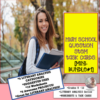 Preview of HIGH SCHOOL QUESTION STEM TASK CARDS [MINI-BUNDLE#1]
