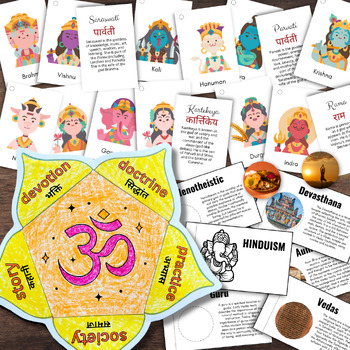 Preview of HINDU Religion Study - Flipbook, Deity Info Cards, Themes Craft, Calendar